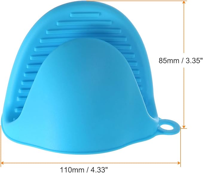 HARFINGTON 4pcs Thickened Mini Oven Gloves, Heat Resistant Silicone Oven Mitts Finger Pinch Grips Pot Holder for Kitchen, Cooking, Baking, BBQ Heat Resistant Gloves, Blue