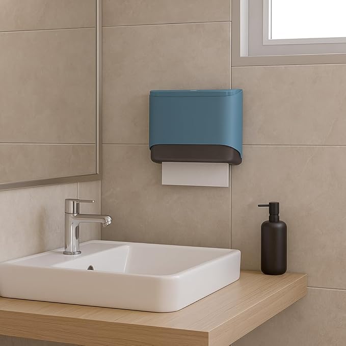 Commercial Paper Towel Dispenser Wall Mount with Lock 1 Pack,Universal Multifold Tri Fold Paper Hand Towel Holder,Compact Toilet Tissue Dispensers for Bathroom Kitchen Office (Cyan)