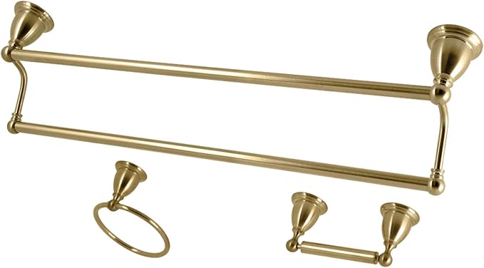 Kingston Brass BAK175348BB Heritage 3-Piece 24-Inch Dual Towel Bar Bathroom Accessory Set in Brushed Brass