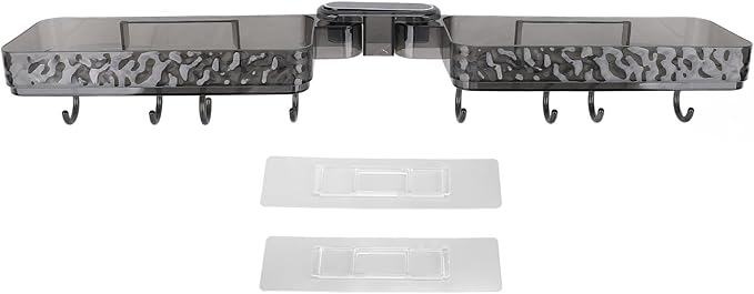 Asixxsix Kitchen Sink Organizer, No Drilling Self Adhesive Foldable Plastic Sponge Holder For Bathroom Shower Shelf With Corner Mounting Design For Kitchen Bathroom (Transparent Grey)