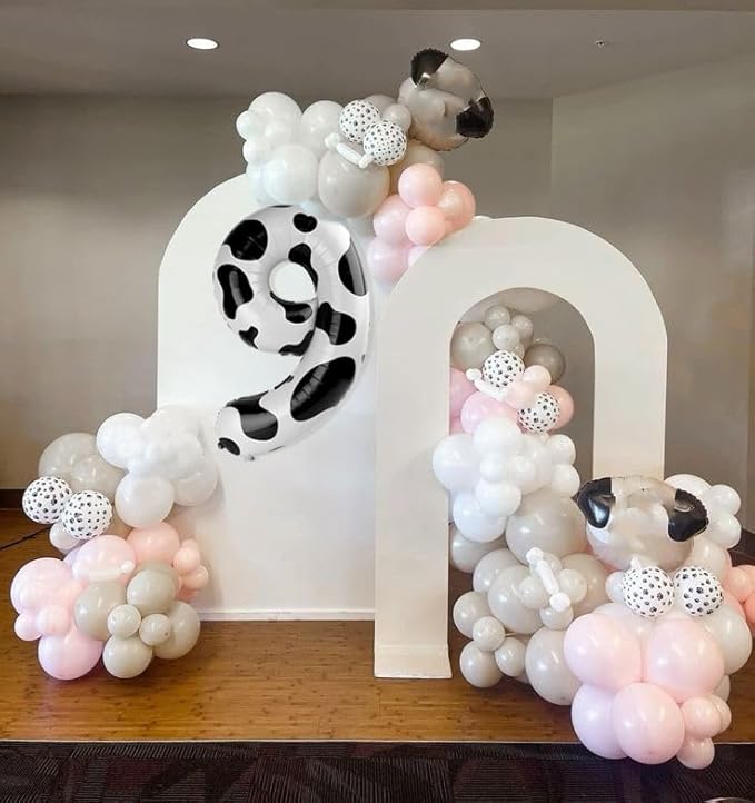 40 Inch White Black Numbers 9 Balloon, Balloons Decorations for 9 19 90 Birthday Party, Engagement, Wedding, Graduations, Photo Shoot Supplies