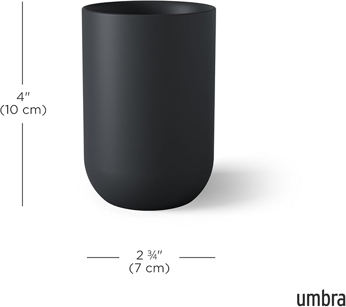 Umbra Junip Bath Accessories Tumbler - Modern White Resin Holder and Organizer, Perfect for Holding Toothbrushes, Make-up Brushes and Various Bath Items, Black