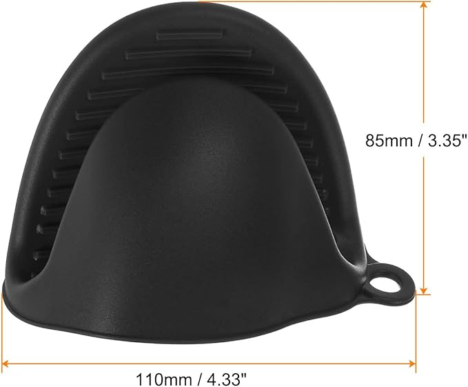 HARFINGTON 4pcs Thickened Mini Oven Gloves, Heat Resistant Silicone Oven Mitts Finger Pinch Grips Pot Holder for Kitchen, Cooking, Baking, BBQ Heat Resistant Gloves, Black