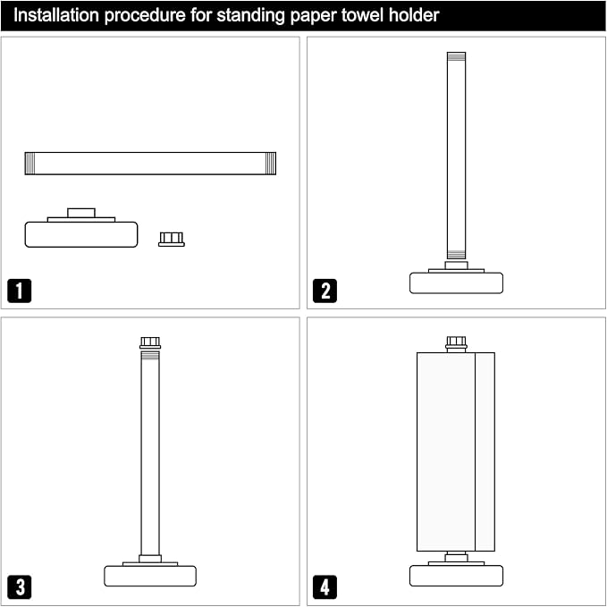 HouseAid Industrial Pipe Paper Towel Holder Stand, Free-Standing Farmhouse Kitchen Towel Holder, Rustic Paper Towel Rack for Countertop, Matte Black