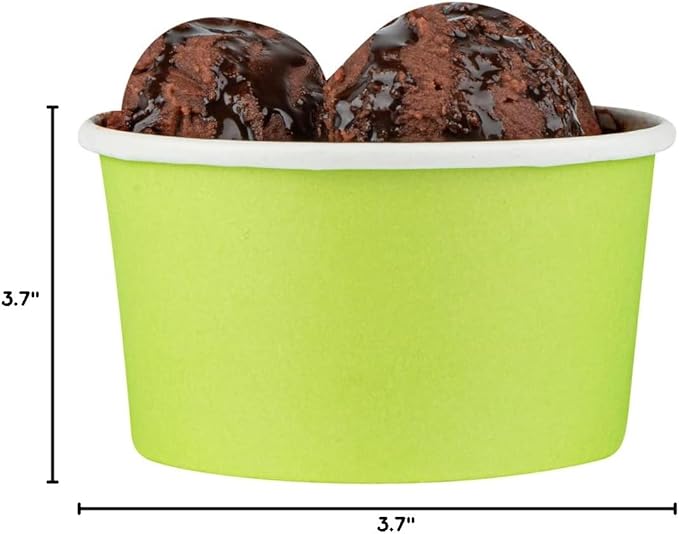 Coppetta 8-Ounce Dessert Cups, 50 Disposable Ice Cream Cups - Lids Sold Separately, Sturdy, Light Green Paper Frozen Yogurt Bowls, For Hot And Cold Foods, Perfect For Gelato Or Mousse - Restaurantware