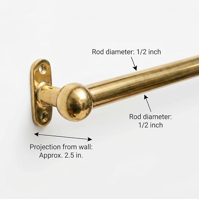 Solid Unlacquered Brass Pot Rail with S Hooks – Wall Mount Kitchen Pot Rack Rod – Vintage Heavy Duty Cookware Organizer for Pots, Pans & Hanging Utensils (68 inch (18 S-Hooks))