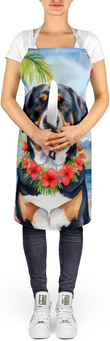 Caroline's Treasures Greater Swiss Mountain Dog Luau Apron Cooking Kitchen Server Baking Crafts Gardening for Adult Women Men, Unisex, Large, Multicolor