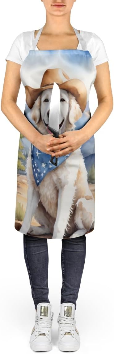 Caroline's Treasures Kuvasz Cowboy Welcome Apron Cooking Kitchen Server Baking Crafts Gardening for Adult Women Men, Unisex, Large, Multicolor