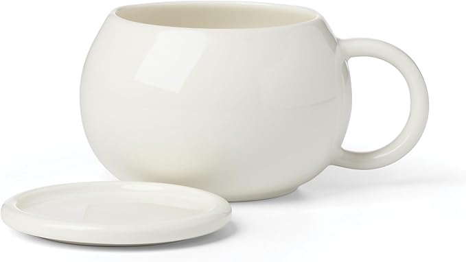 Oneida Coffee Mug Set, Quirk Mugs with Coasters, Set of 4, Service For 4, Porcelain Material, Microwave And Dishwasher Safe, Ceramic Mugs, Coasters And Coffee Cups (White, 8 Pieces, 18 Ounce Capacity)