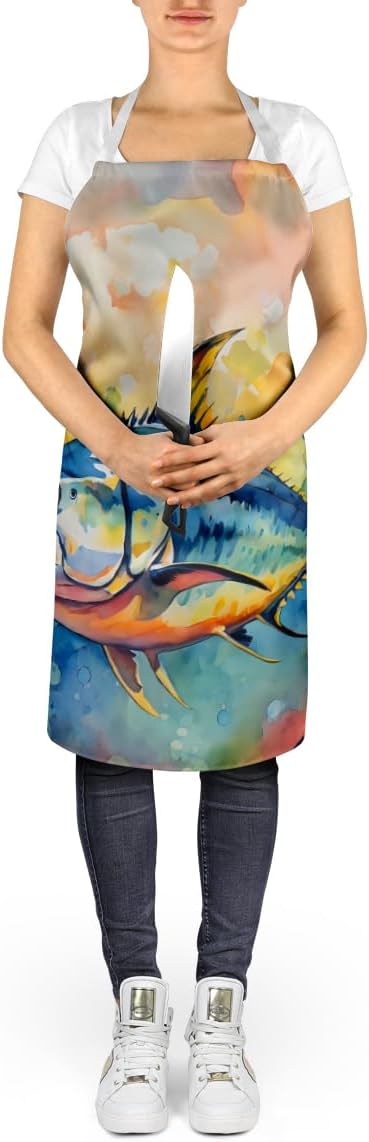 Caroline's Treasures Yellowfin Tuna Apron Cooking Kitchen Server Baking Crafts Gardening for Adult Women Men, Unisex, Large, Multicolor