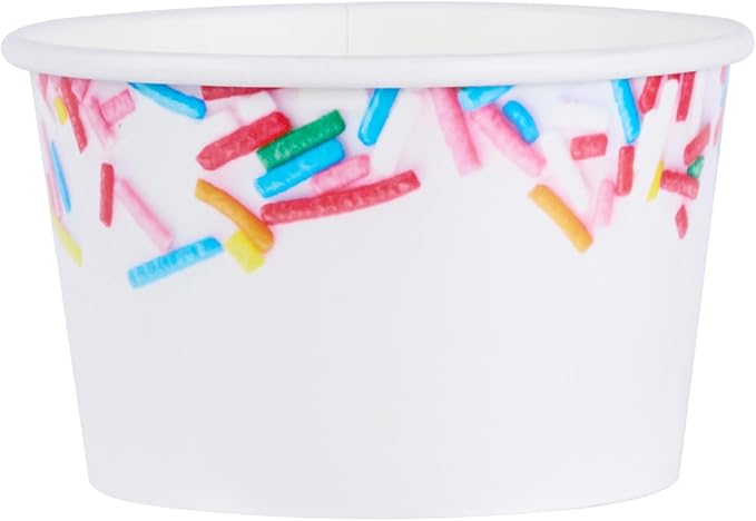 Restaurantware Ice Cream Cups 50 Pack of 8 oz Leak-Resistant Disposable Dessert Bowl Frozen Yogurt Cup Round Paper Container For Cold And Hot Desserts