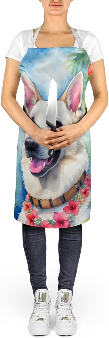 Caroline's Treasures White German Shepherd Luau Apron Cooking Kitchen Server Baking Crafts Gardening for Adult Women Men, Unisex, Large, Multicolor