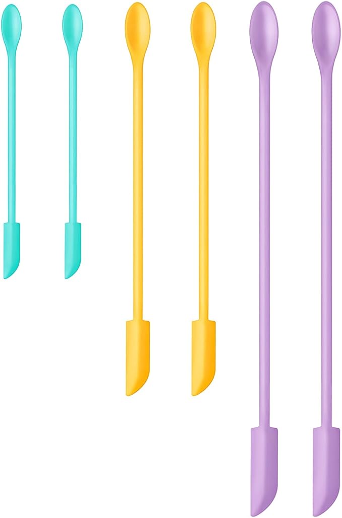 Silicone Spatula Set (6Pcs) - Mini Scraper Tool for Beauty & Food - Reach Every Last Drop, Multi-Size Spatulas for Makeup Jars, Lotion Bottles & Kitchen Containers (Color #1)