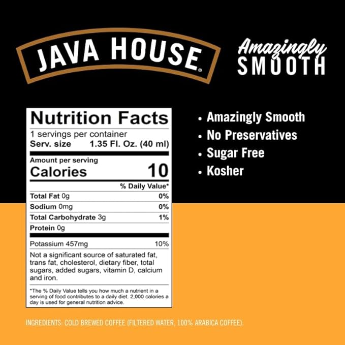 Java House Cold Brew Coffee, Colombian Medium Roast Coffee Concentrate Liquid Pods - 1.35 Fluid Oz (Pack of 60) Enjoy Hot or Iced