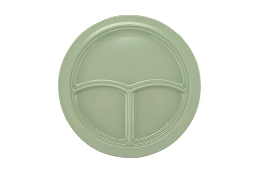 G.E.T. Heavy-Duty 3 Compartment Plastic Divided Compartment Plates, Deep Sided, 10", Green (Set of 4)