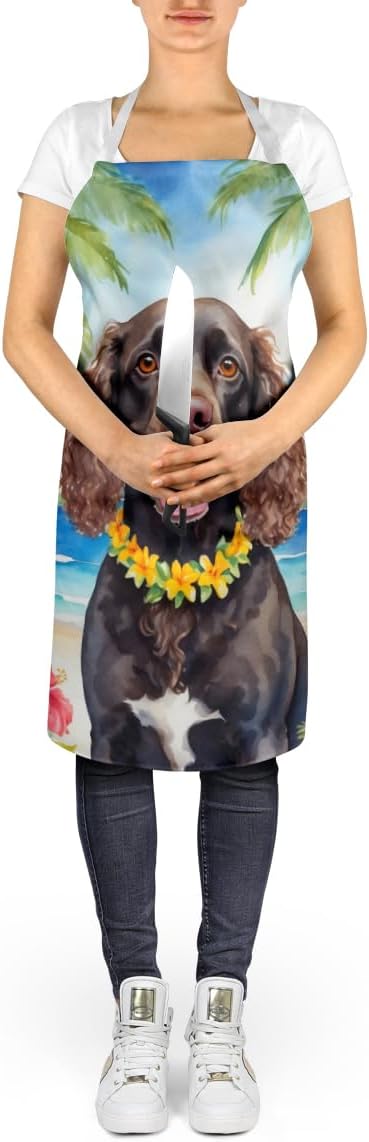 Caroline's Treasures American Water Spaniel Luau Apron Cooking Kitchen Server Baking Crafts Gardening for Adult Women Men, Unisex, Large, Multicolor