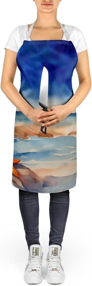 Caroline's Treasures Starfish Apron Cooking Kitchen Server Baking Crafts Gardening for Adult Women Men, Unisex, Large, Multicolor