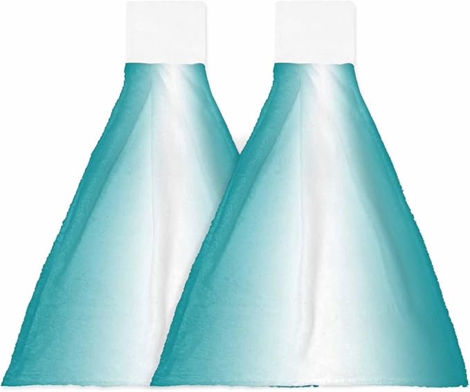 Alandar Home Kitchen Tie Towel Set of 2, Water Ducks Green White Gradual Absorbent Soft Hand Towels for Bathroom Hanging Towels, Minimalist Art Fast Drying Cleaning Cloth with Loop