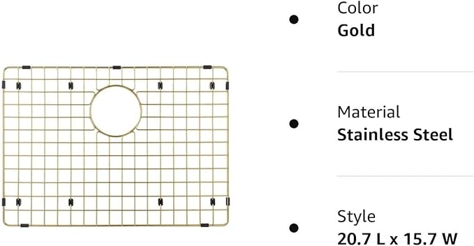 Starstar Sinks Protector Matte Gold 304 Stainless Steel Kitchen Sink Bottom Grid, Rack (30 L x 17 W)