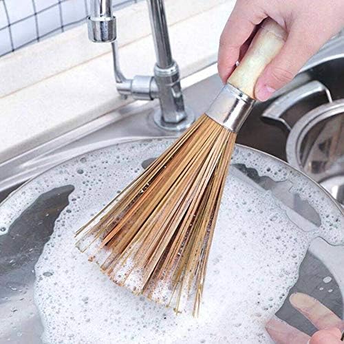 2 Pack Cleaning Whisk Traditional Natural Bamboo Wok Brushes Dishwashing Kitchen Tools Traditional Natural Bamboo Cleaning Brushes
