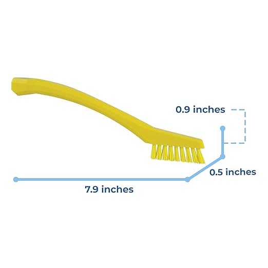 Vikan - 44016 Detail Brush, Multifunctional, Slip-Resistant Cleaning Tool, Extra Stiff Polypropylene & Polyester Bristle, 8 Inch, Yellow