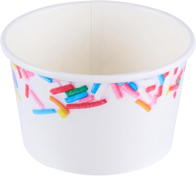 Restaurantware Ice Cream Cups 200 Pack of 8 oz Leak-Resistant Disposable Dessert Bowl Frozen Yogurt Cup Round Paper Container For Cold And Hot Desserts