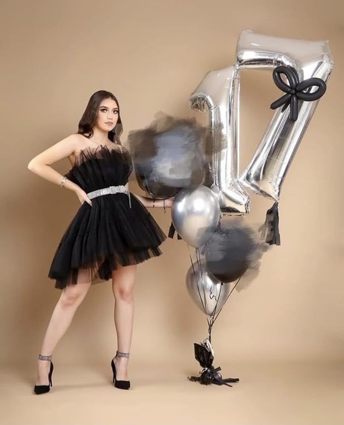 40 Inch Silver 27 Number Balloonss, Big 72 Balloons for Women Men, Birthday Party Decorations for Wedding, Celebration, Graduation, Photo Prop