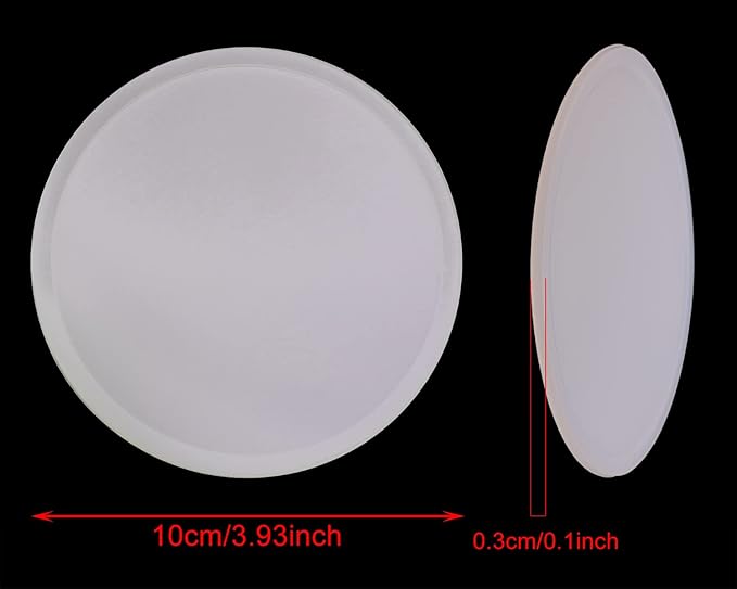 ONLYKXY 3 Pieces 3.93 Inch Silicone Coasters, Round Coasters for Drinks, Beverage Coffee Tea Coaster (White Translucent)