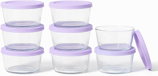 DURA LIVING 16-Piece Glass Food Storage Containers Set (8 Containers + 8 BPA-Free Lids) | 1-Cup, Leakproof | Microwave, Freezer, Oven & Dishwasher Safe | Ideal for Meal Prep & Pantry Organization