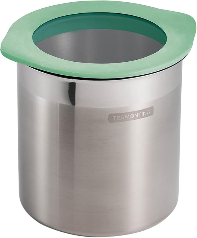 Tramontina 4-Piece Food Storage Containers with Silicone Lids, Stainless Steel Reusable Canister Set, Kitchen Pantry Organizer for Oats, Flour, Cereal, Sugar, Snacks (Mint Green)