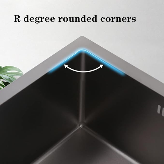 Single Bowl Black Stainless Steel Sink Multi-Size Single Bowl Sink Home Restaurant Washbasin Kitchen Dishwashing Sink Countertop Built-in Sink (Black 75X45cm)