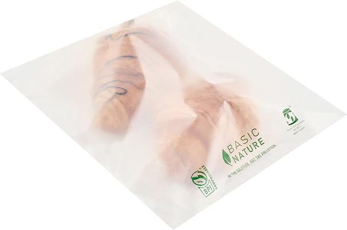 Restaurantware Cookie Bags 100 Count 10 x 8 Inch Resealable Translucent BPI-Certified Compostable Treat Bags with Lip and Tape Design for Bakeries and Pastry Shops for Candies, Cookies, and Treats