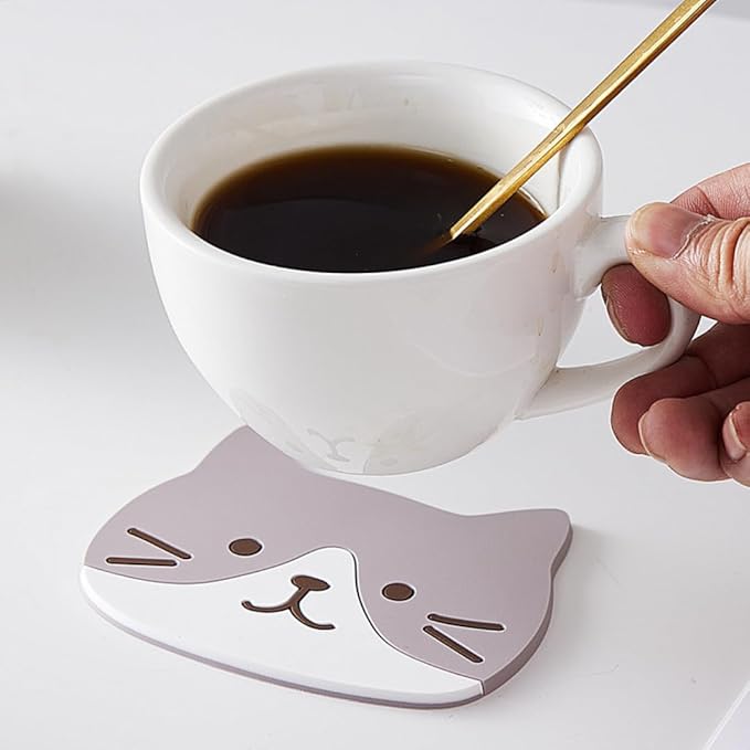 Set of 5 Adorable Cat Silicone Kitchen Appliance Covers - Heat-Resistant, Non-Slip Protectors for Coffee Makers, Toasters, Blenders, Stylish Home Decor Gift for Cat Lovers (10x8cm, Assorted Designs)