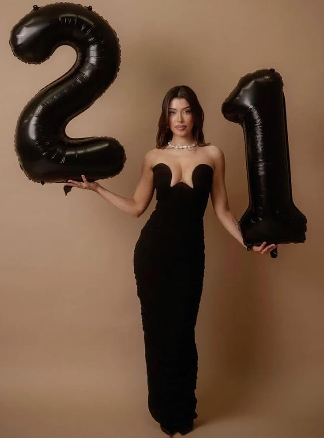 Black 40 Inch Number Balloon, 18th Birthday Party Decoration for 1 8 18 81 Men & Women, Big Foil Balloon Number for Wedding Celebration Adult Party Supplies