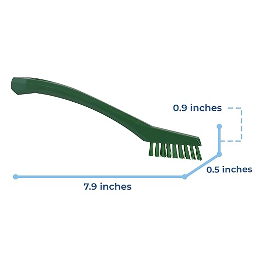 Vikan 44012 Brush,Detail,Stiff,9" x .5",PP/PBT,Green