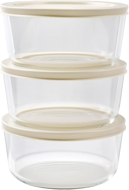DURA LIVING 6-Piece Glass Food Storage Containers Set (3 Containers + 3 BPA-Free Lids) | 4-Cup, Leakproof | Microwave, Freezer, Oven & Dishwasher Safe | Ideal for Meal Prep & Pantry Organization