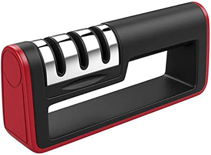 Grill-A-Sharp | Kitchen Knife Sharpener 3-Stage Tungsten Steel, Diamond Grind, Ceramic Stones, Manual Kitchen Knife Sharpener (GLOVE NOT INCLUDED)