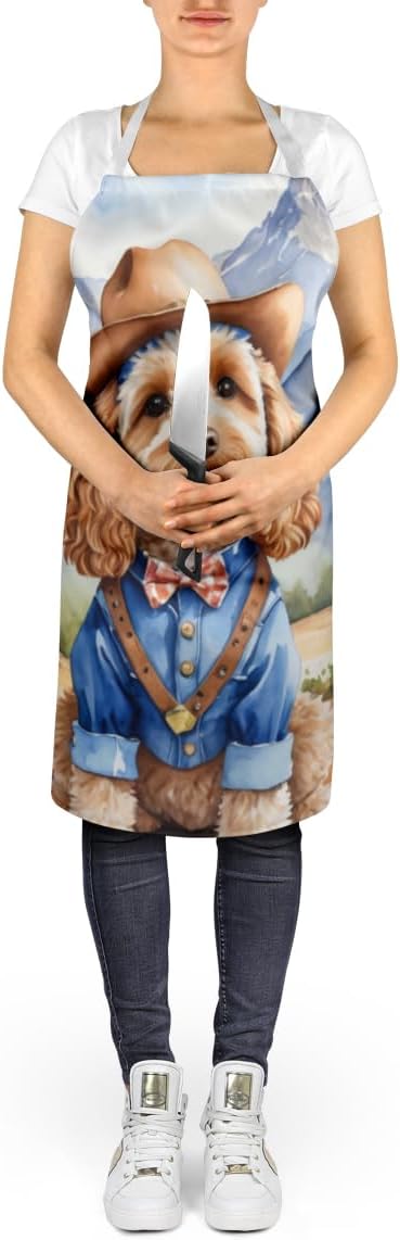 Caroline's Treasures Cockapoo Cowboy Welcome Apron Cooking Kitchen Server Baking Crafts Gardening for Adult Women Men, Unisex, Large, Multicolor