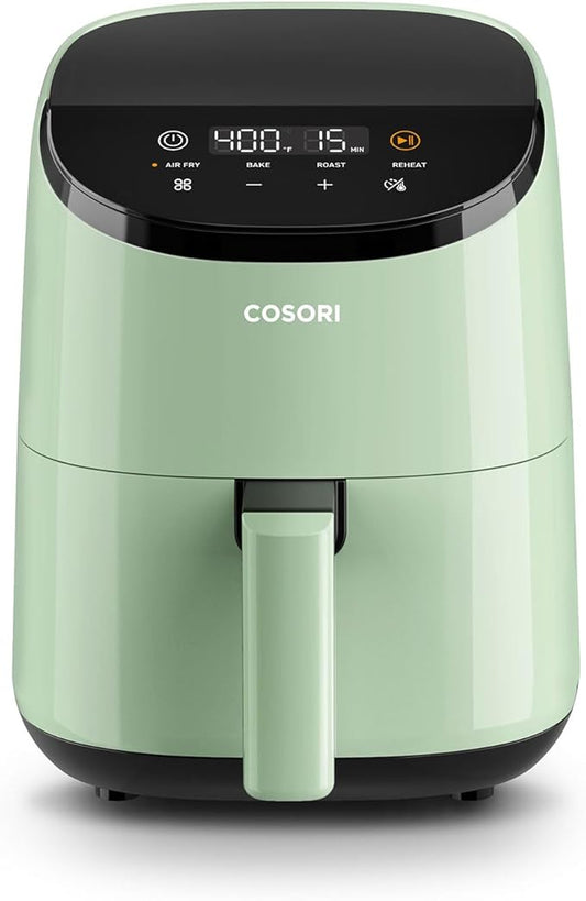 Cosori Air Fryer 2.1 Qt, 4-in-1 Small Mini Airfryer, Bake, Roast, Reheat, 97% Less Oil, Compact & Quiet, Nonstick & Dishwasher Safe Basket, 30 In-App Recipes with Nutrition Facts, Auto-Shut Off, Green
