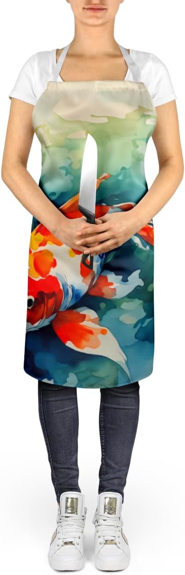 Caroline's Treasures Koi Fish Apron Cooking Kitchen Server Baking Crafts Gardening for Adult Women Men, Unisex, Large, Multicolor