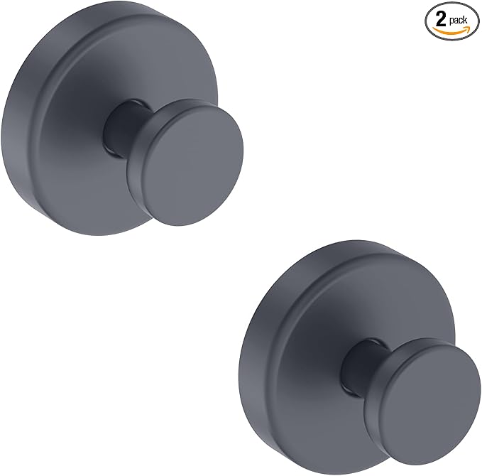 Bntuk Suction Cup Hooks for Shower, Removable Towel Hooks for Bathroom Window Glass Door Wall, Bath Robe Looafh Hook for Hanging - 2 Pack, Grey