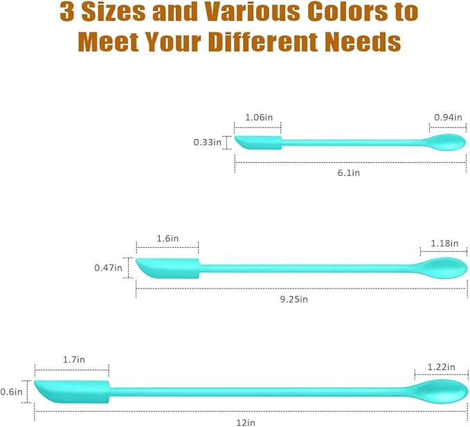 Silicone Spatula Set (6Pcs) - Mini Scraper Tool for Beauty & Food - Reach Every Last Drop, Multi-Size Spatulas for Makeup Jars, Lotion Bottles & Kitchen Containers (Blue and purple)
