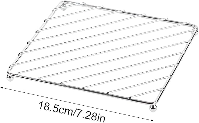 Stainless Steel Trivet, Heat Resistant Pad, Square Round Mat with Firm Build, Kitchen Fixture with Solid Design, 7.28x7.28x0.59 inches Cooking Supply, Longtail Accessory for Baking Dining Table
