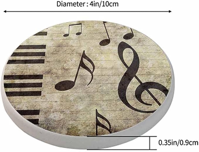 Piano Music Coasters for Drinks Vintage Art Retro Grunge Background Absorbent Ceramic Drink Coaster for Coffee Wooden Table Home Decor Set of 2