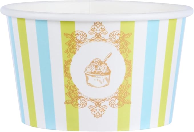 Restaurantware Ice Cream Cups 200 Pack of 8 oz Leak-Resistant Disposable Dessert Bowl Frozen Yogurt Cup Round Paper Container For Cold And Hot Desserts