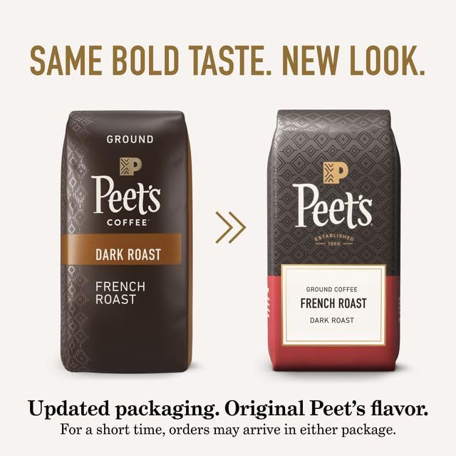 Peet's Coffee Dark Roast Ground Coffee | French Roast | 36 Ounces | 2 Bags