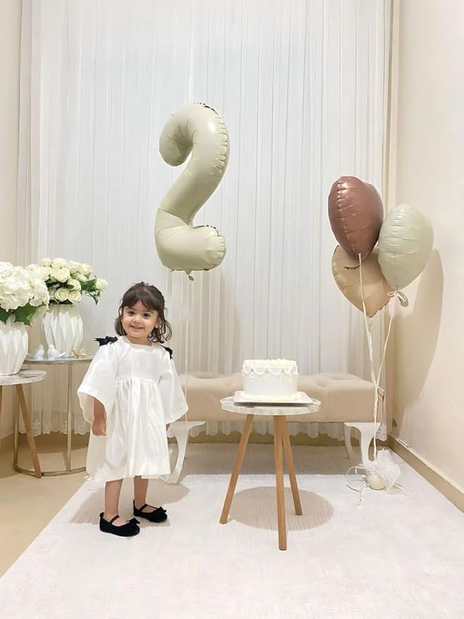 Cream Birthday Two Balloons Number, Balloon Numbers 2nd for Girl Boy Baby Shower, Numbers 40 Inch for 2 12 22 2025 Graduation Party Wedding Anniversaries Celebration