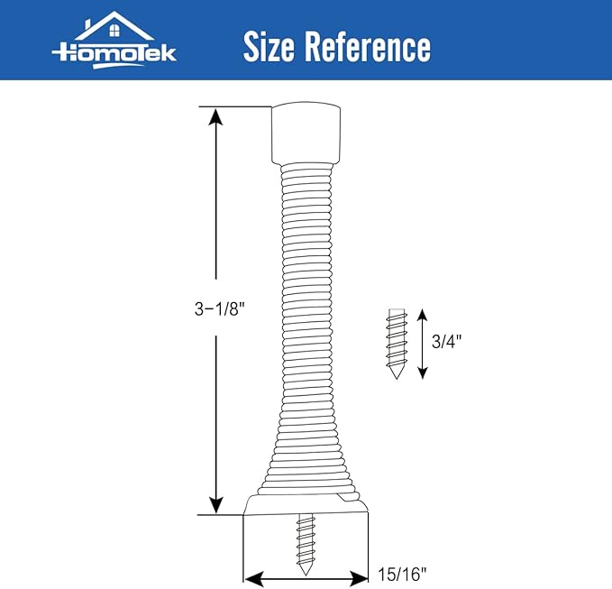 HOMOTEK 12 Pack Black Spring Door Stops,3-1/8" Heavy Duty - Flexible Door Stopper with Low Mounted Black Rubber Bumper Tips