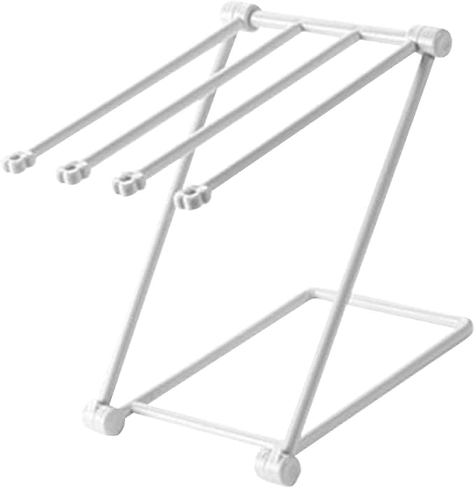 GOTOTOP Folding Towel Drying Rack with 4 Arms, Hanging Towel Holder for Kitchen Organization, Well Organized, Easy to Take (Light Gray)