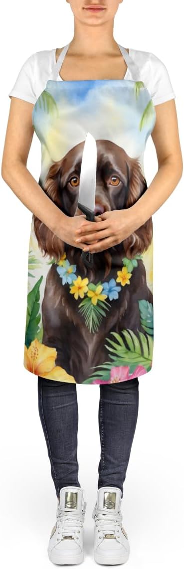 Caroline's Treasures Boykin Spaniel Luau Apron Cooking Kitchen Server Baking Crafts Gardening for Adult Women Men, Unisex, Large, Multicolor